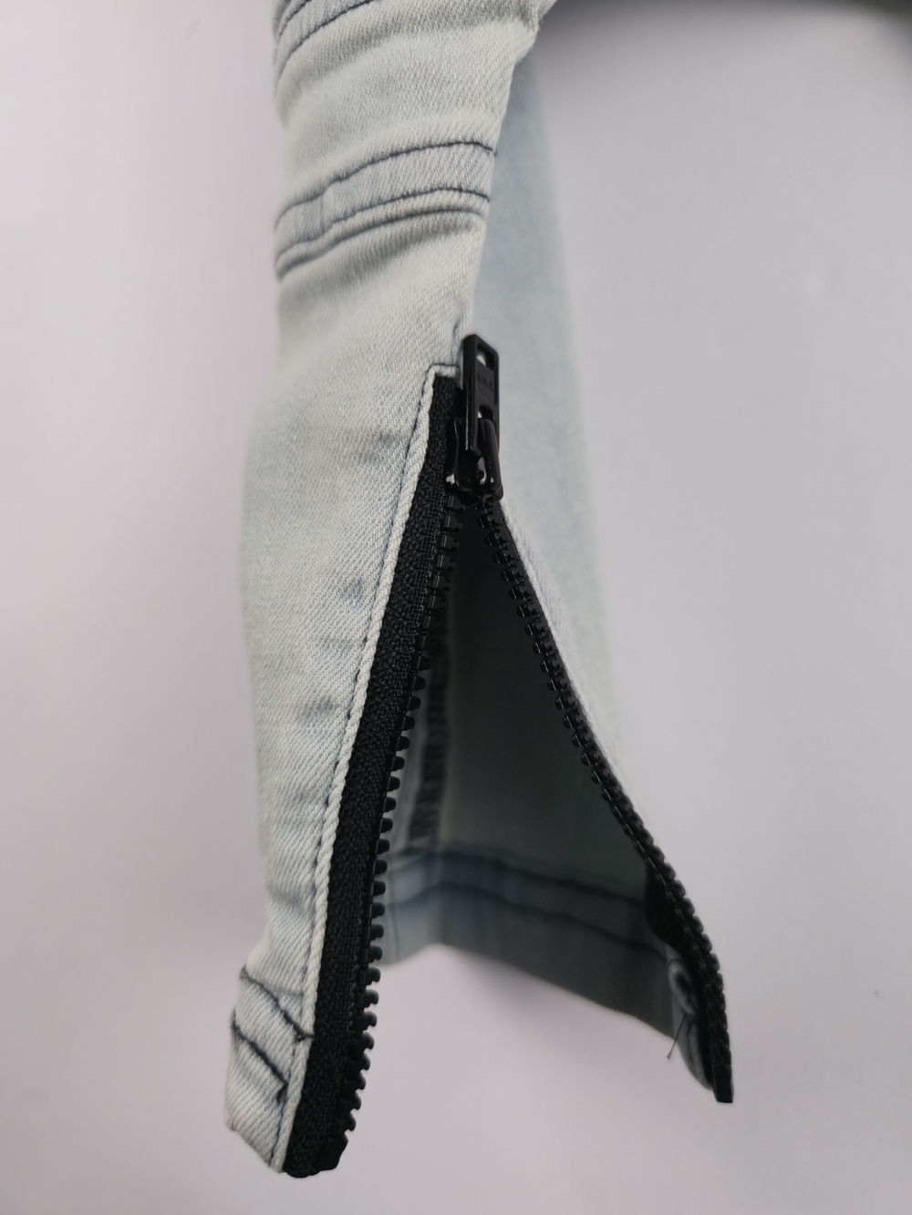 Adam + YVE, Kids Light Wash Biker Jean Pants with Drawstring, 6-12M - Picture 9 of 10